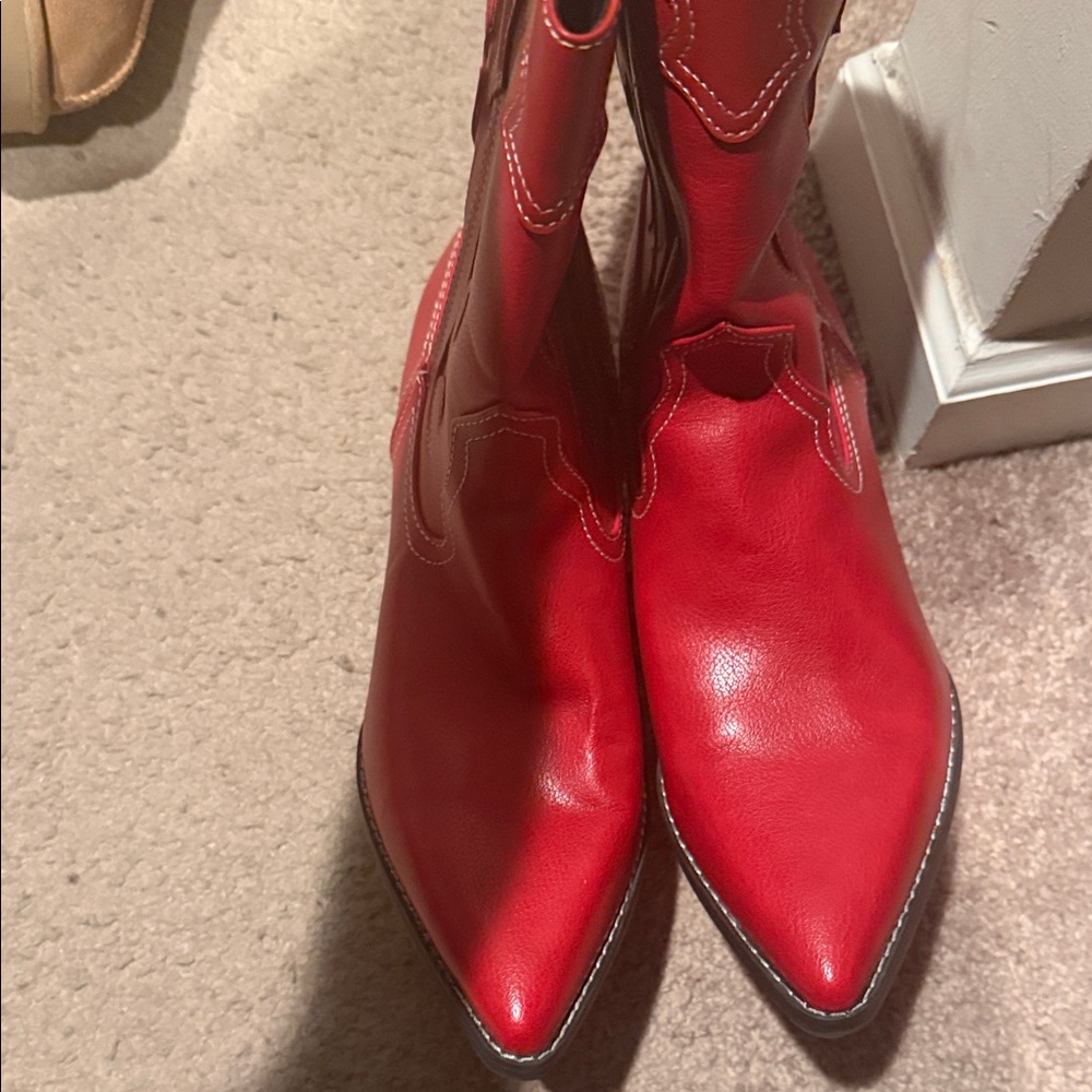 Red Leather Target Women's Boots